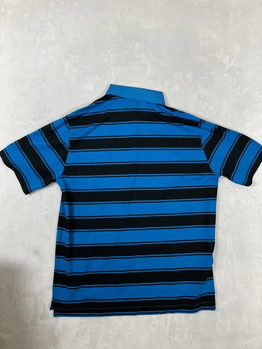 Nike Golf Polo Shirt Mens XL Blue Striped Dri-FIT Performance Swoosh Logo